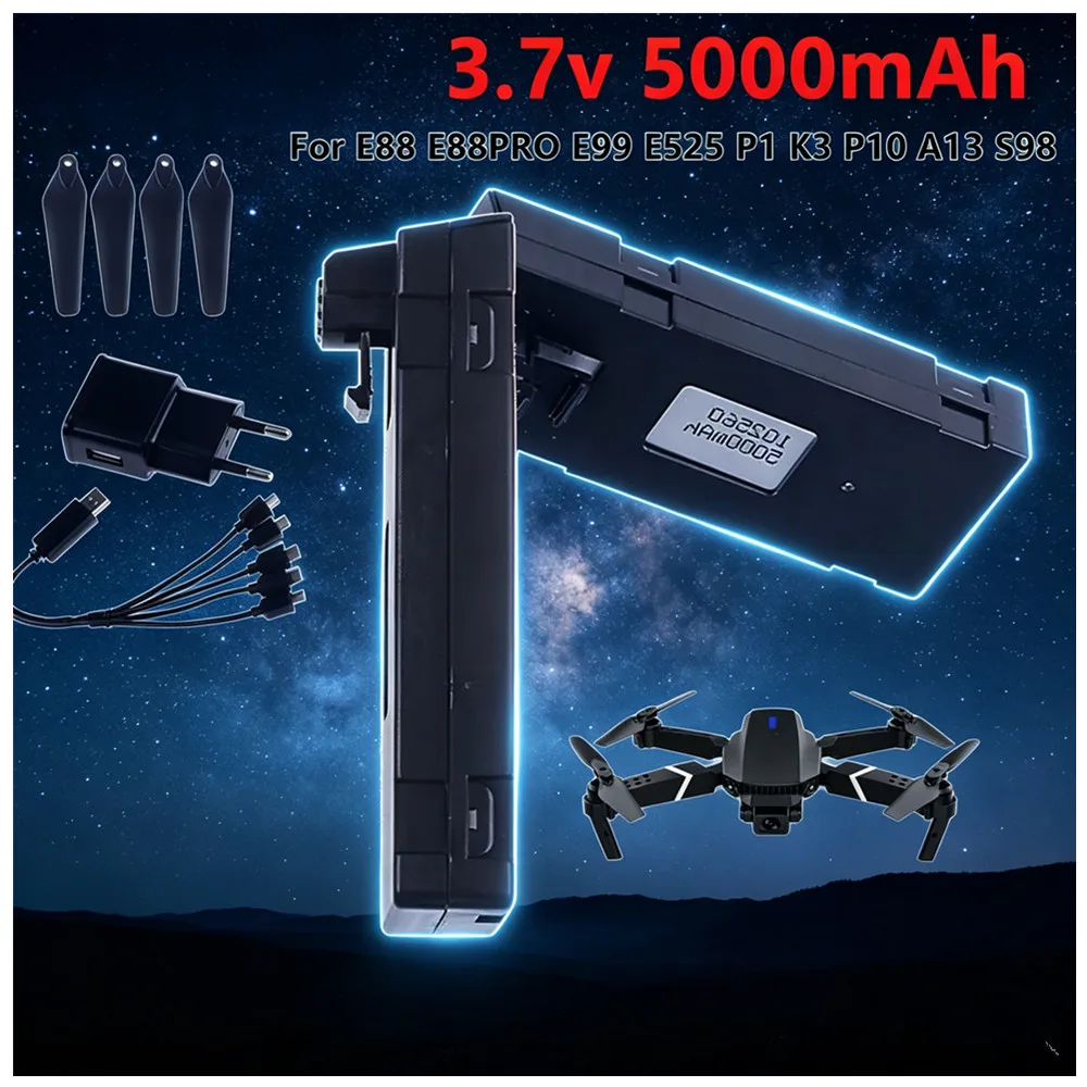 3.7V 5000mAh Rechargeable Li-ion Battery Or Charger For RC Drone E88,E88PRO,E99,S2,P1,K3,P10,A13,S98,E525 RC Quadcopter Parts