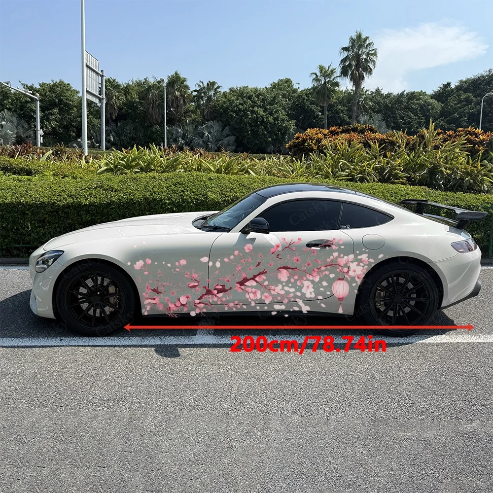 2Pcs cherry blossom branch Car Side Stickers, Automotive Door Side Graphics for Cars, Car Decoration Accessory