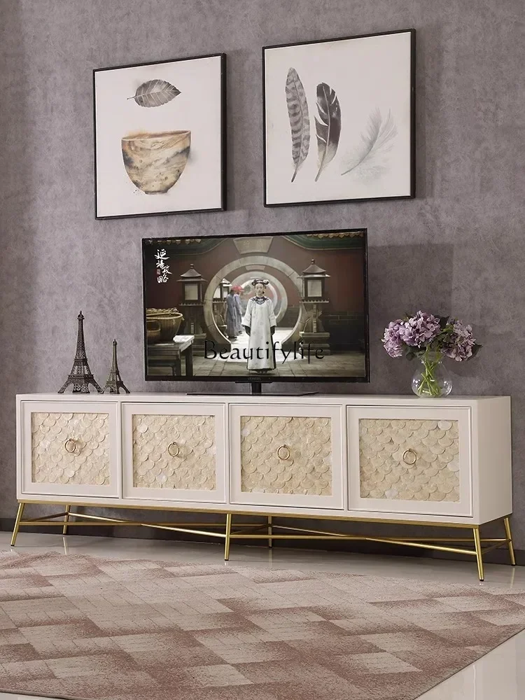 

10American Simple TV Low Cabinet Stainless Steel Feet Floor Cabinet Multi-Function