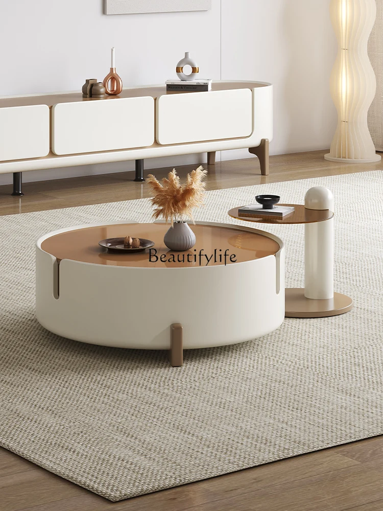 

Cream Style Living Room Coffee Table Combination Modern Simple Small Apartment Home High Sense Tea Table