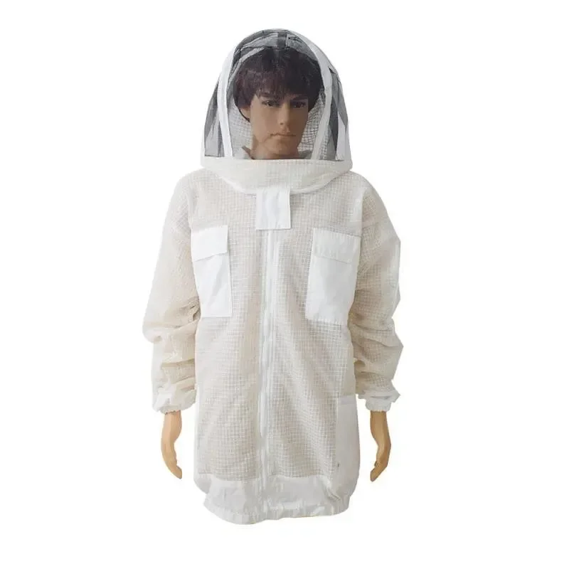 3 Layer Mesh Beekeeping Jacket New Cotton Protective Gear with Ventilated Hoodie Veil