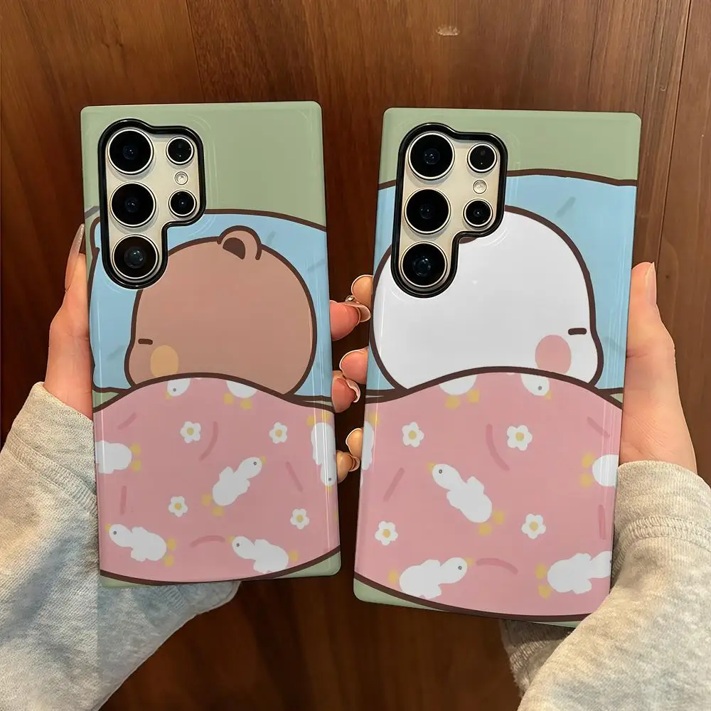 

Cute Bubu Dudu Phone Case For Samsung S25 Film Shell Luxury GalaxyS24Ultra 23plus S22 21 A56 36 26 16 Double layer Cover