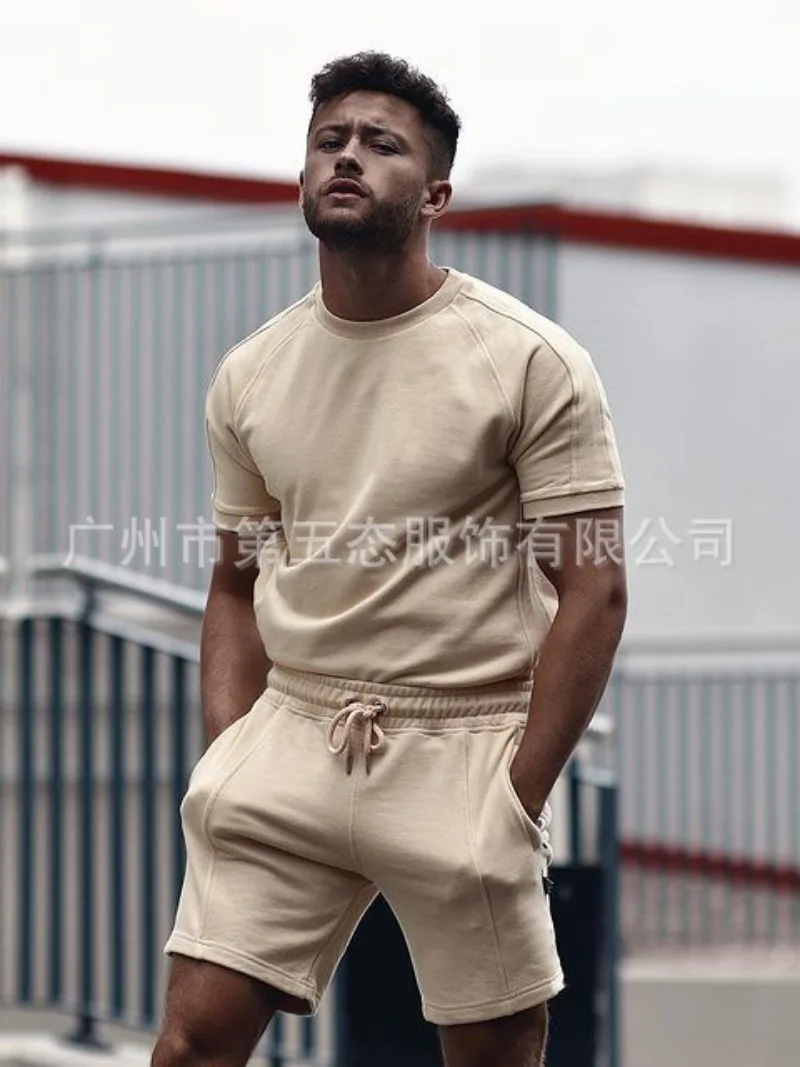 Spring and Summer New Casual Short Sleeved T-shirt Sports Set for Men