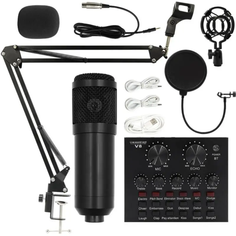 Professional Condenser Microphone Sound Recording Studio Mic Kits for Computer KTV Broadcasting Gamer Karaoke Microfone