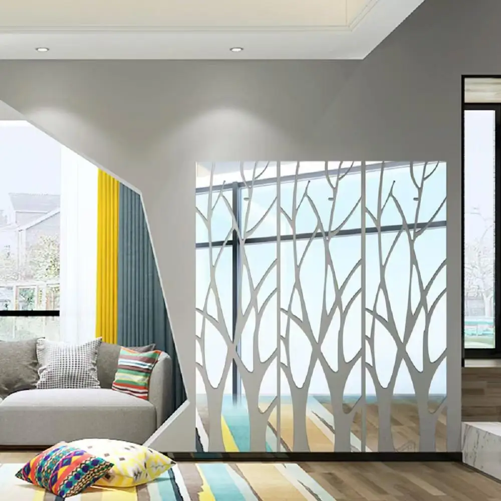 3D Mirror Wall Stickers Tree Acrylic Wallpaper DIY Art Mirror Surface Decal For TV Background Home Living Room Bedroom Decor