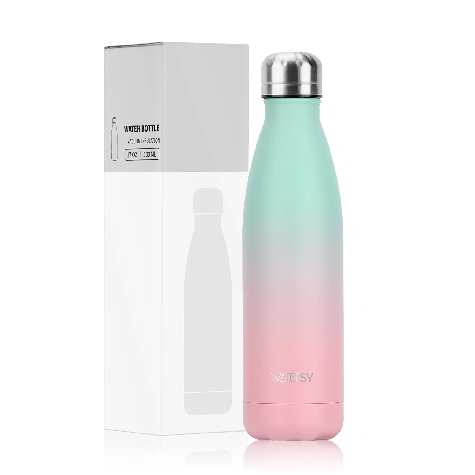 WATERSY 500ml Insulated Water Bottle, Stainless Steel Thermal Leakproof Flask, BPA-Free Double Walled Vacuum Bottle For_maomaolike.com