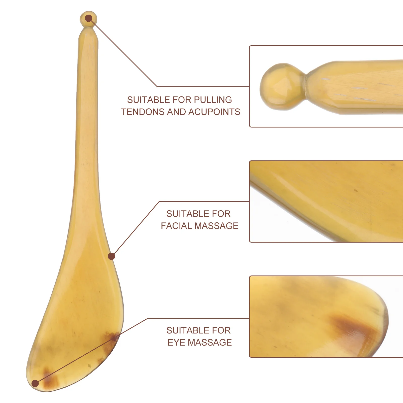 

1Pcs Black Buffalo Horn Scraping Massage Board Natural Spa Tool for Pain Relief Facial Eye Gua Sha Care Board Tool