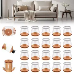 24 Pcs Silicone Chair Leg Floor Protectors with Non-slip Felt, Furniture Cups for Hardwood Floors, Protect Floors from Scratches
