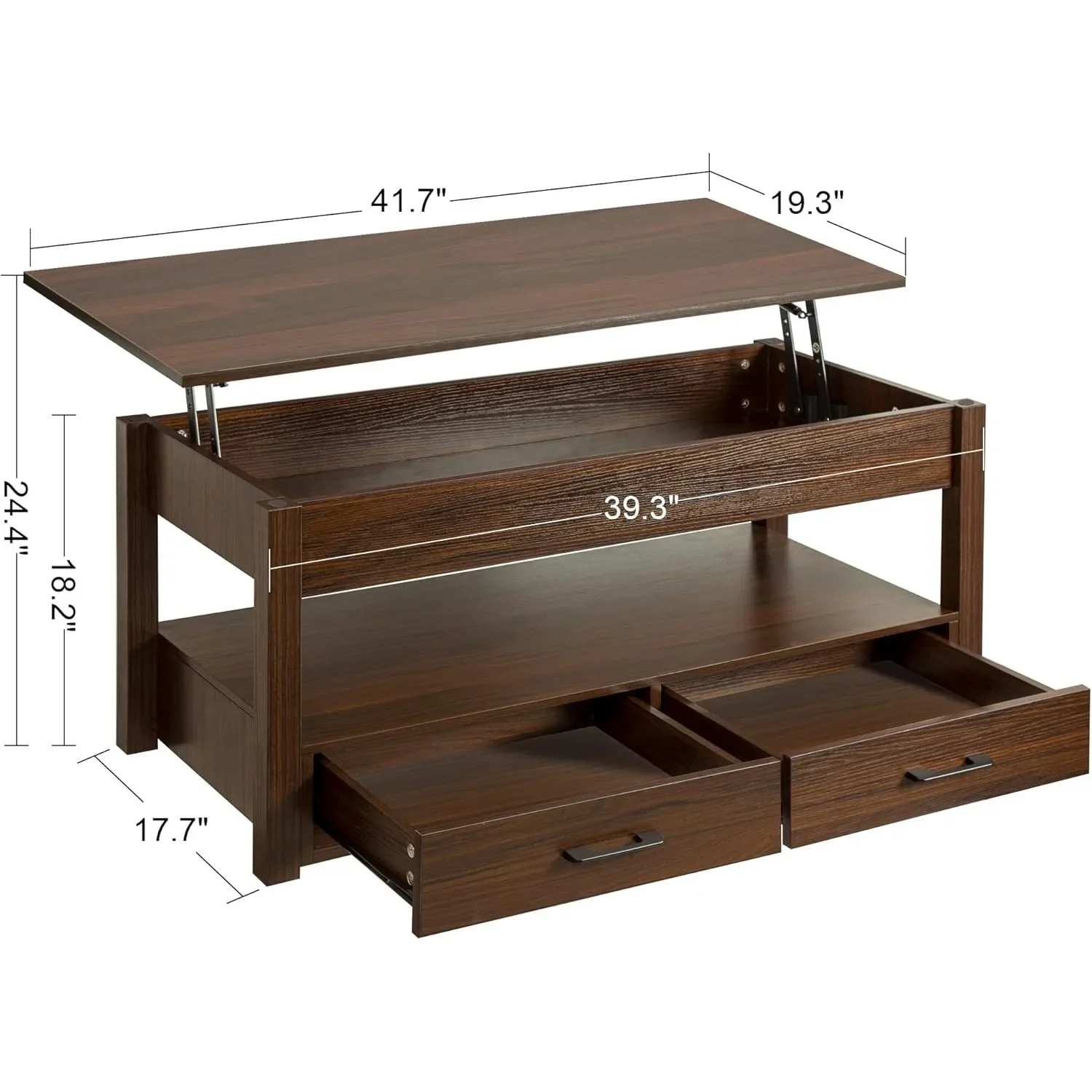 Couch tisch, Lift-Top-Couch tisch mit Schubladen und verstecktem Fach, Retro-Mittel tisch mit Holzlift-Tischplatte