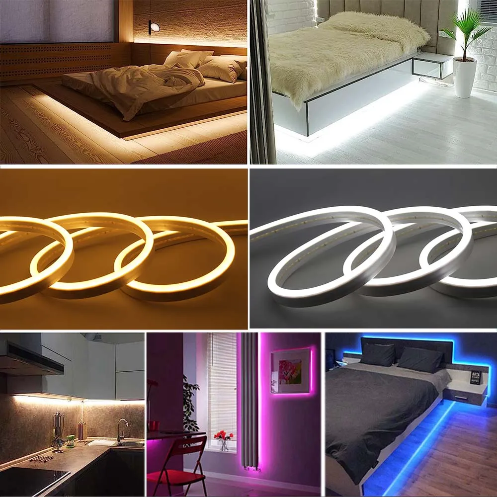 Dc 12V Neon Strip Ip65 Waterdicht Huis Tuin Decor 120Leds/M Wit/Blauw/Roze/Geel/Groen Flexibele Ribbion Touw Led Licht