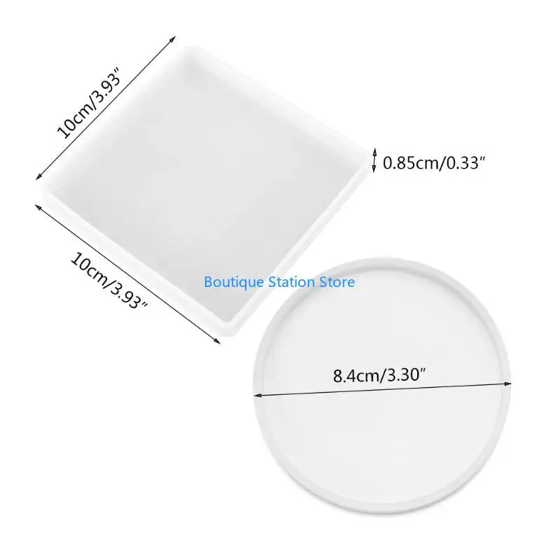 Y55F 2 قطعة قالب كوستر العقيق الكريستال مستدير مربع القدح وسادة الراتنج صب قالب من السيليكون صنع المجوهرات قالب الايبوكسي #6