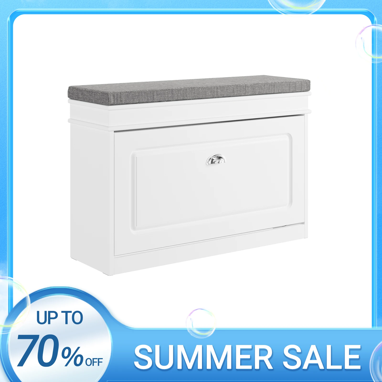 SoBuy FSR82-L armoire à chaussures avec rabat, banc à chaussures avec coussin de siège, commode, banc, dimensions environ 75x51x24cm