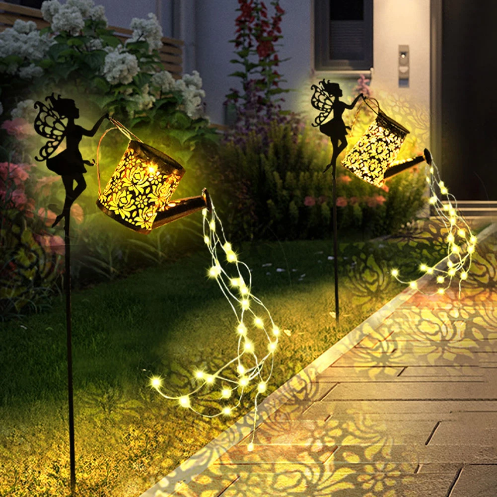 

Solar Garden Fairy Light Retro Metal Kettle Light IP65 Waterproof Hanging Solar Lantern Watering Can Garden Patio Pathway Decor