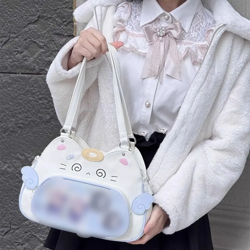 Portable Zipper Bag Kawaii Cat Itabag PU Cotton Doll Bag Transparent Pocket Wallet Badge Storage Bag Fashion Backpacks Men image 2