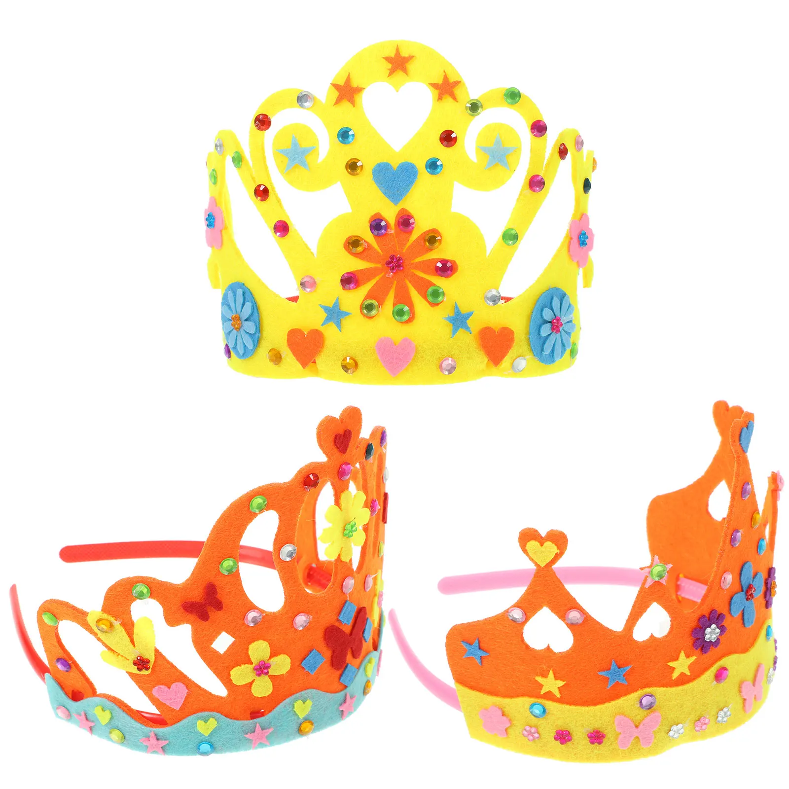 

6 set Little Girl Headband Birthday Crown Diy Headband For Kids Party Crafts Bright Color Non-Woven Fabric Easy Assembly Durable