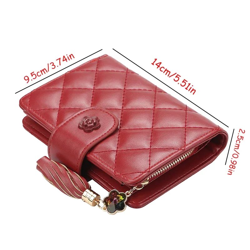 Elegant กระเป๋าสตางค์ผู้หญิง PU หนังคลัทช์ซิปกระเป๋าเหรียญกระเป๋าสตางค์สั้นกระเป๋าสตางค์พร้อม Photo ID หน้าต่าง