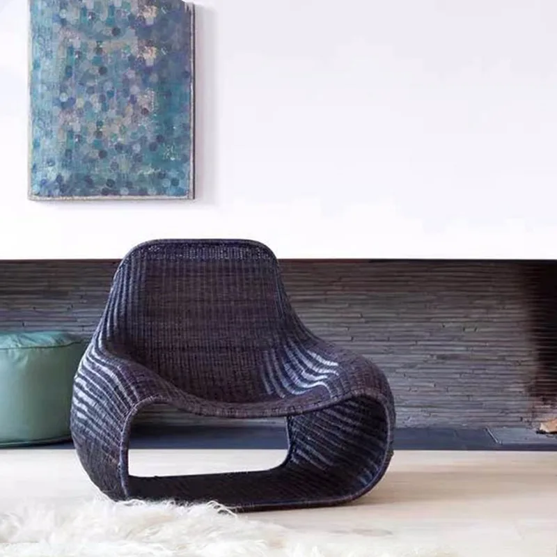 Homestay Creative Outdoor Courtyard Rattan Chair Villa Furniture Simple South East Asia Rattan Sofa Hotel Model Room Leisure Cha