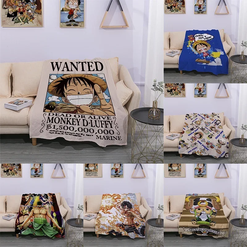 Anime ONE PIECE Figure Flannel Air Conditioning Blanket Sleeping Winter Thicken Blanket Home Sofa Decor Blanket Birthday Gift