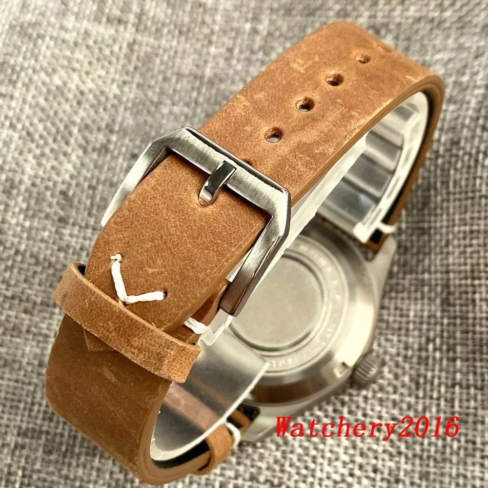 متعدد نمط الأخضر مضيئة الهاتفي Tandorio 39 مللي متر الطيار الياقوت الزجاج التيتانيوم حالة NH35/PT5000 حركة التلقائي الرجال الغوص ساعة #6