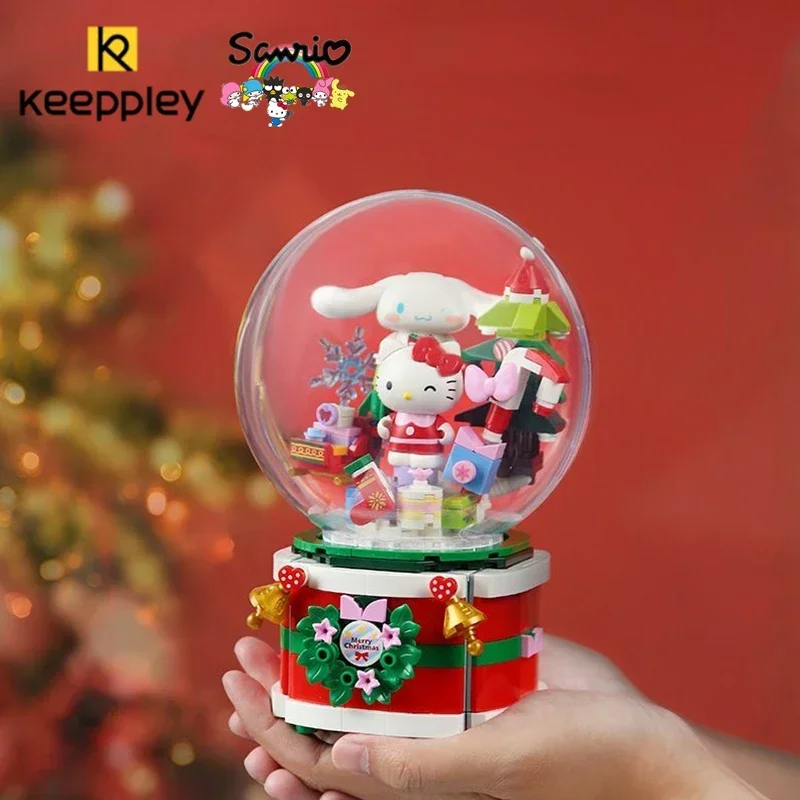 

keeppley Sanrio building blocks wishing Christmas music box model Kawaii children's toy assembly HelloKitty Cinnamoroll figure