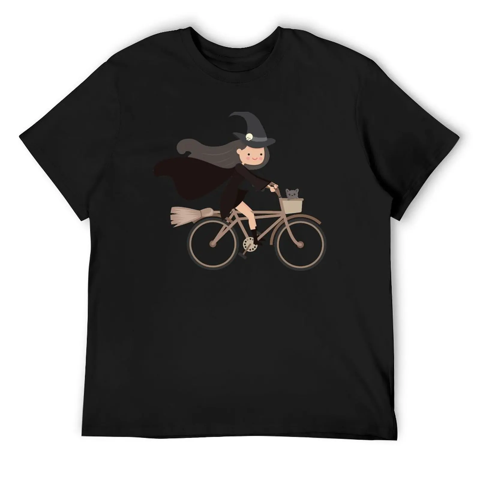 

Cute Witchand witchy cat riding halloween broom cyclefor gift T-Shirt anime clothes mens tall t shirts