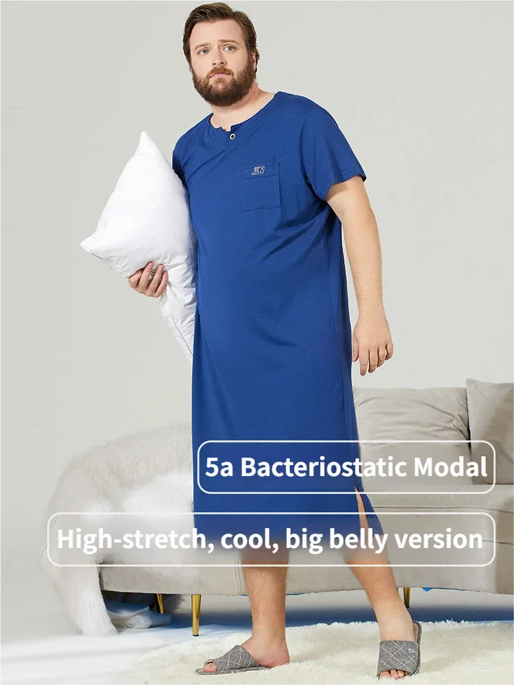 5a-antibacterial-one-piece-pajamas-for-men-plus-size-modal-cool-thin-loose-fitting-loungewear-for-big-and-tall-individuals