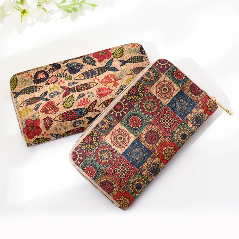 Woman Printed Design Wood Grain long Section Wallet Restore Ancient Ways Individuality Card package Large-capacity Coin Purse