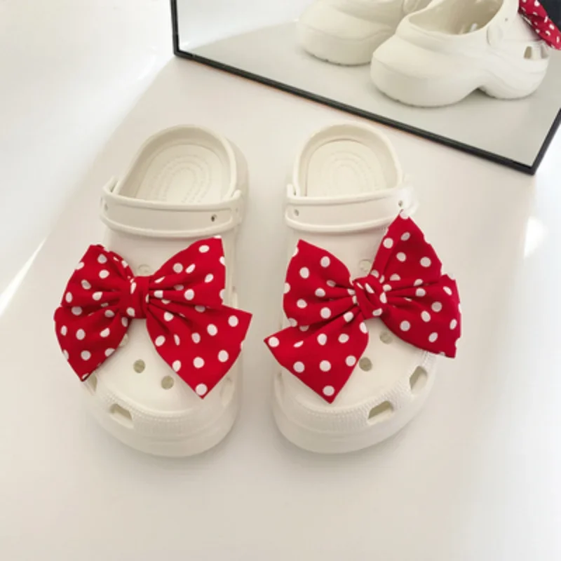 

Fashion Red Bow-knot Shoe Charms for Clogs Multicolored Bow Shoe Accessories All-match Vintage Cute Clogs Jeans Designer Elegant