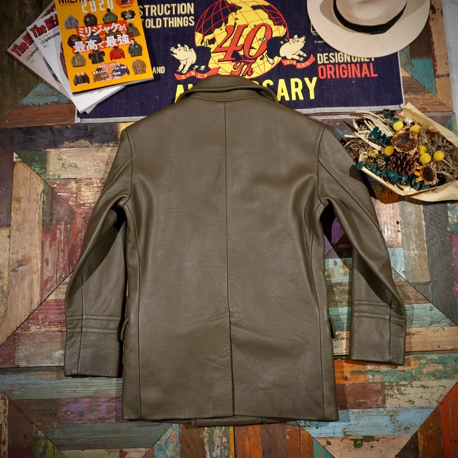 Tailor Brando Heavyweight Classic Full Grain Cowhide Mid-length 740 Churchill Coat Cowhide Retro Genuine Leather Jacket