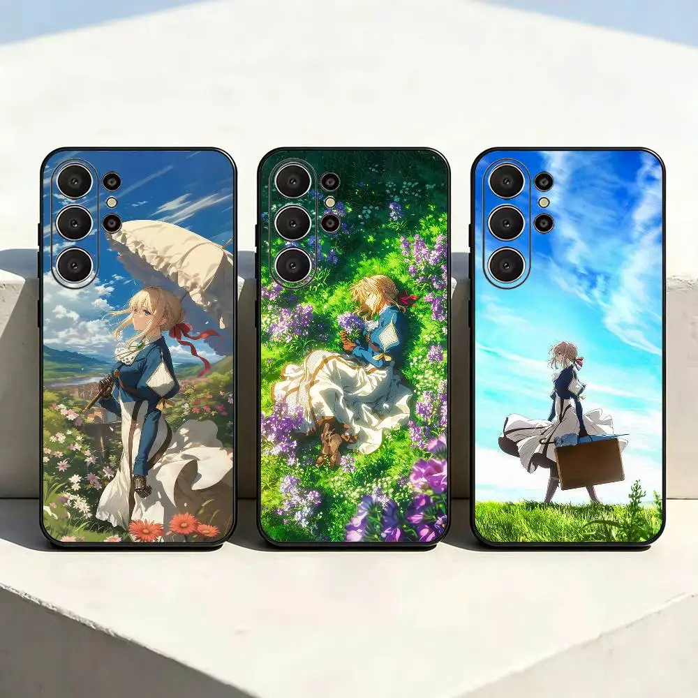 Post-war Healing Violet Evergarden Soft Silicone Case for Samsung S26, S24, S21, S22, S23, S30, Ultra,  Plus, FE, Lite-Black