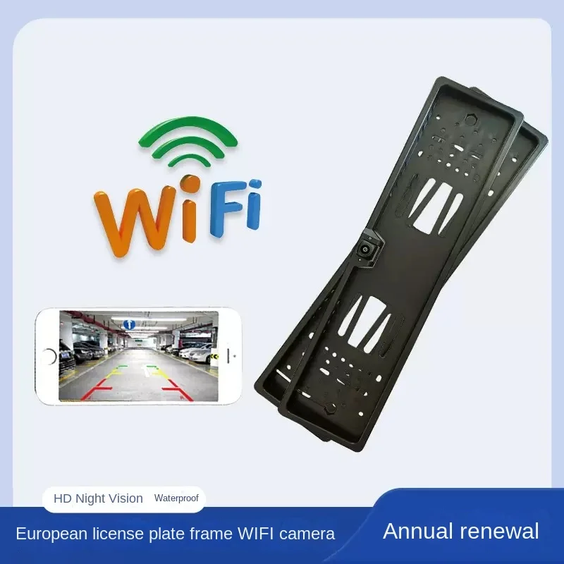 WIFI Car Rear View Camera European Hanging Front View Wireless License Plate Frame Reversing Camera Is Suitable for IOS/Android