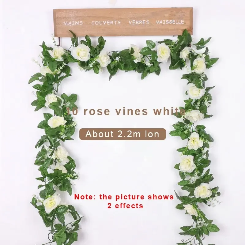 1Pcs 2.2M Artificial White Flower Fake Hanging Fake Vine Plants Leaves Artificials Garland Flowers Wedding Decoration