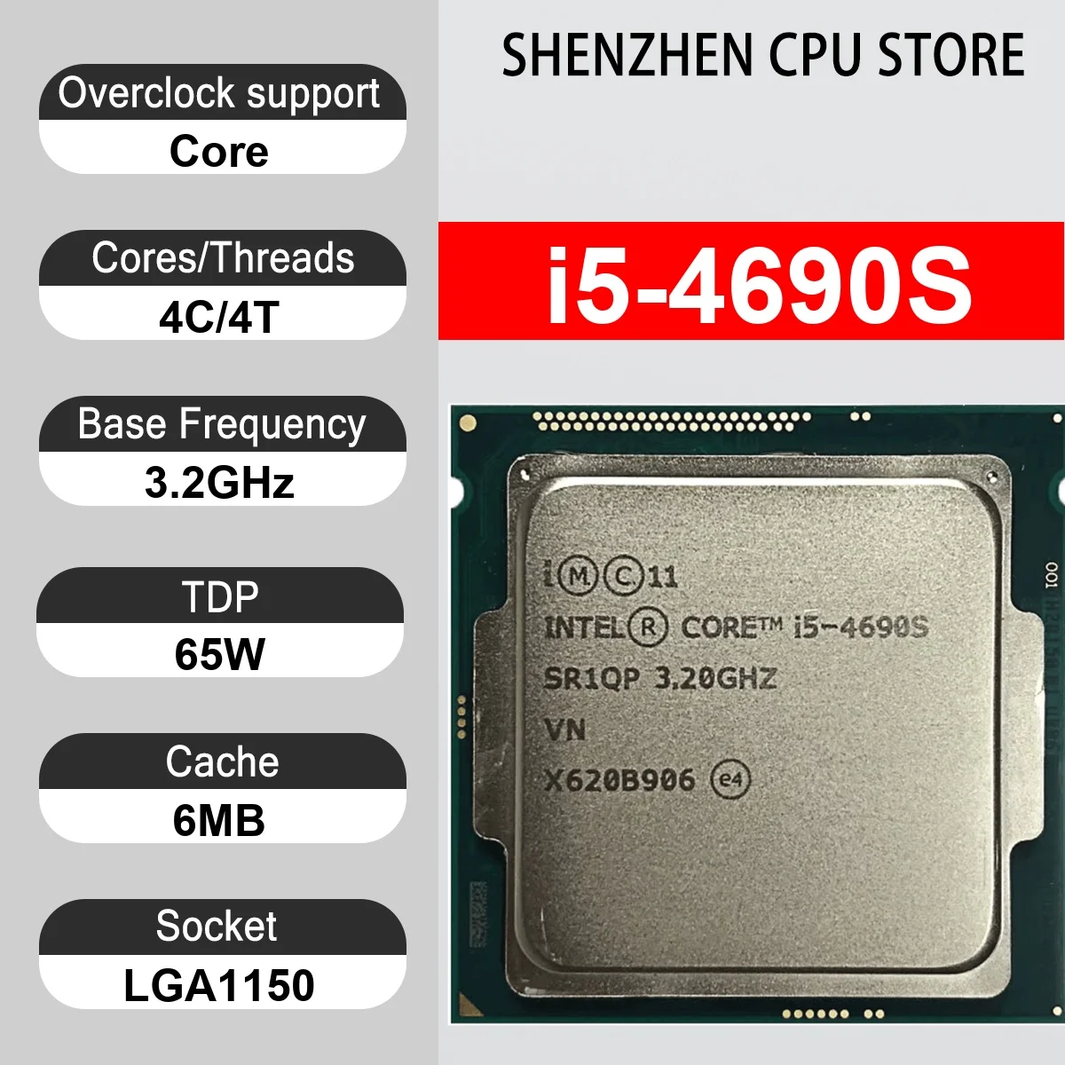 Intel Core i5-4690S 4 Core 4 Thread 3.2GHz 65W 6MB Cache 22nm Haswell DDR3-1333/DDR3L-1600 MHz SR219 LGA 1150 HD Graphics 4600