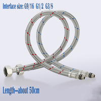 2PCS 50cm Flexible Plumbing Pipes G1/2 G3/8 G9/16 Cold Hot Mixer Faucet Stainless Steel Water Supply Pipe Braided Hoses Basin