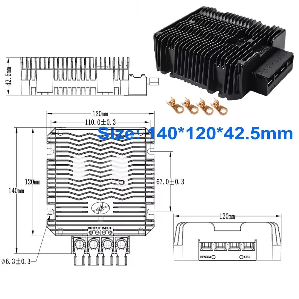 24V 36V 48V 60V To 12V 13.8V 24V DC DC Step Down Converter Module 80A 100A Power Inverter Buck Voltage Regulator For Car