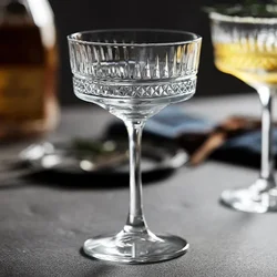 European Style Cocktail Glass Bar Cup Carved Wide Mouth Champagne Glass Martini Brandy Tequila Vodka Glass Wine Cup