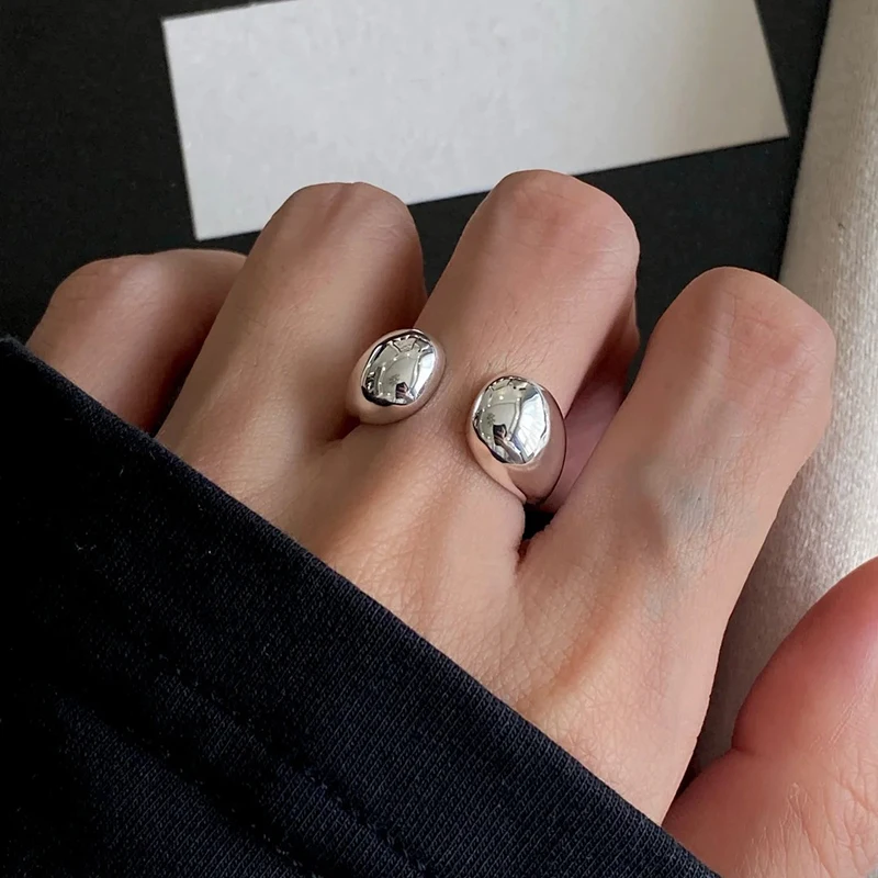 GANPUP Silberfarbener Minimalistischer Verstellbarer Offener Ring für Frauen, Modischer Neuer Fingerring, Schmuck, Paargeschenk, Party-Accessoire – Detail 8