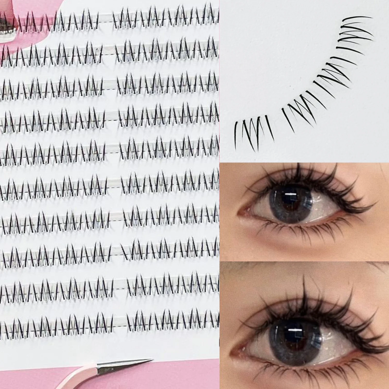 4-7mm Bottom Eyelash Extensions Individual Lower Eyelash Clusters Comfortable All Day And All Night