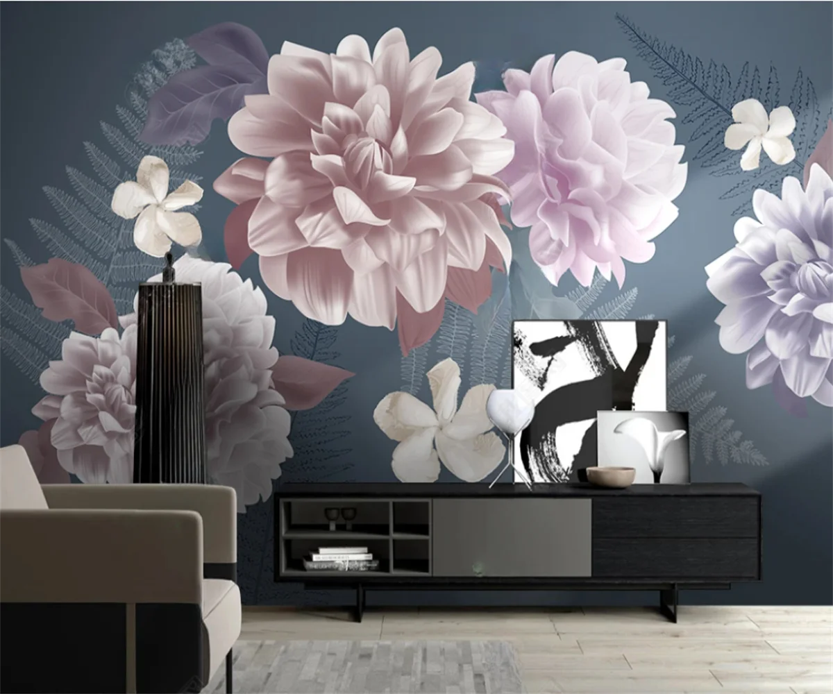 custom American retro plant and flower wallpaper home decoration TV wall background flower wallpapers for luxury mural