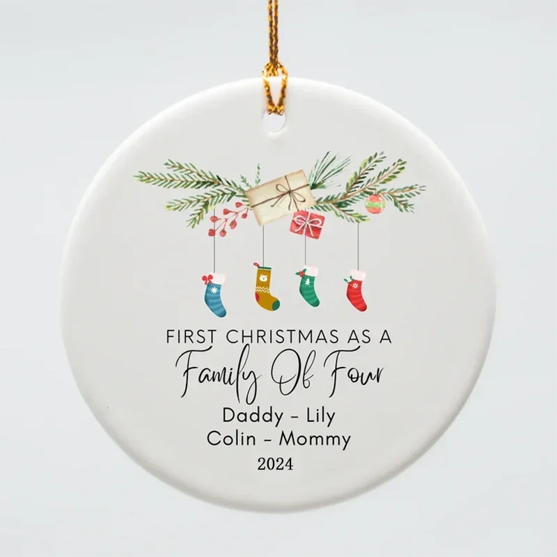 Personalized Family Ornament Custom New Family Ornament Family of Three Christmas Ornament Baby\'s First Christmas Ornament Gift