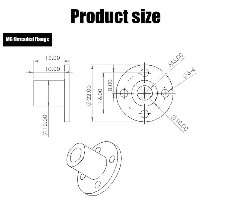 Flange do motor de engrenagem dc m6/m8 rosca ortodôntica/rosca negativa m8 adequada para eixo rosqueado correspondente porca eixo rosqueado