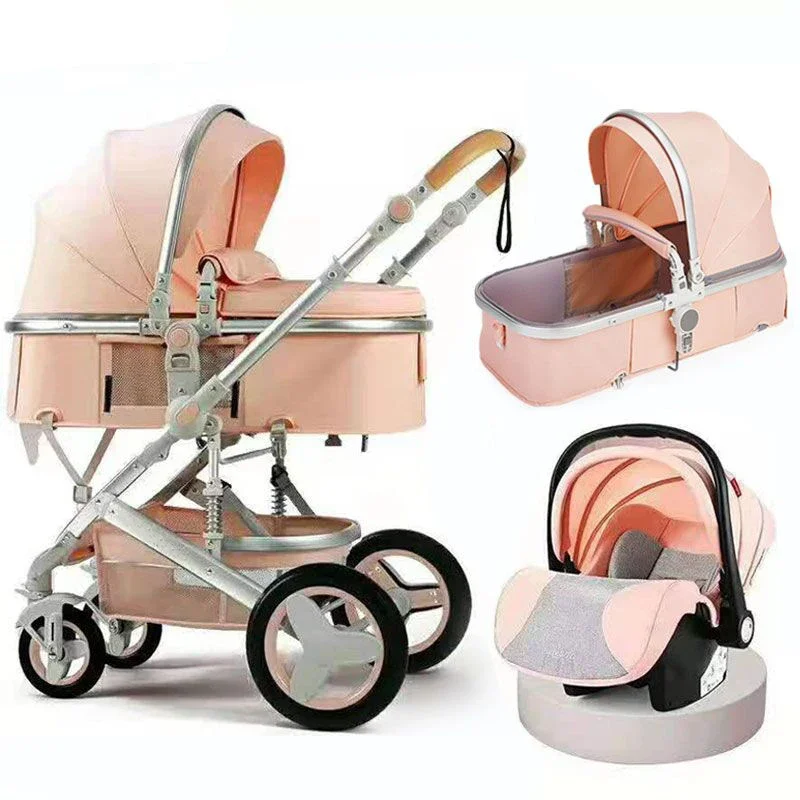 Multi-functional high vision baby stroller can sit and lie down two-way baby stroller with basket