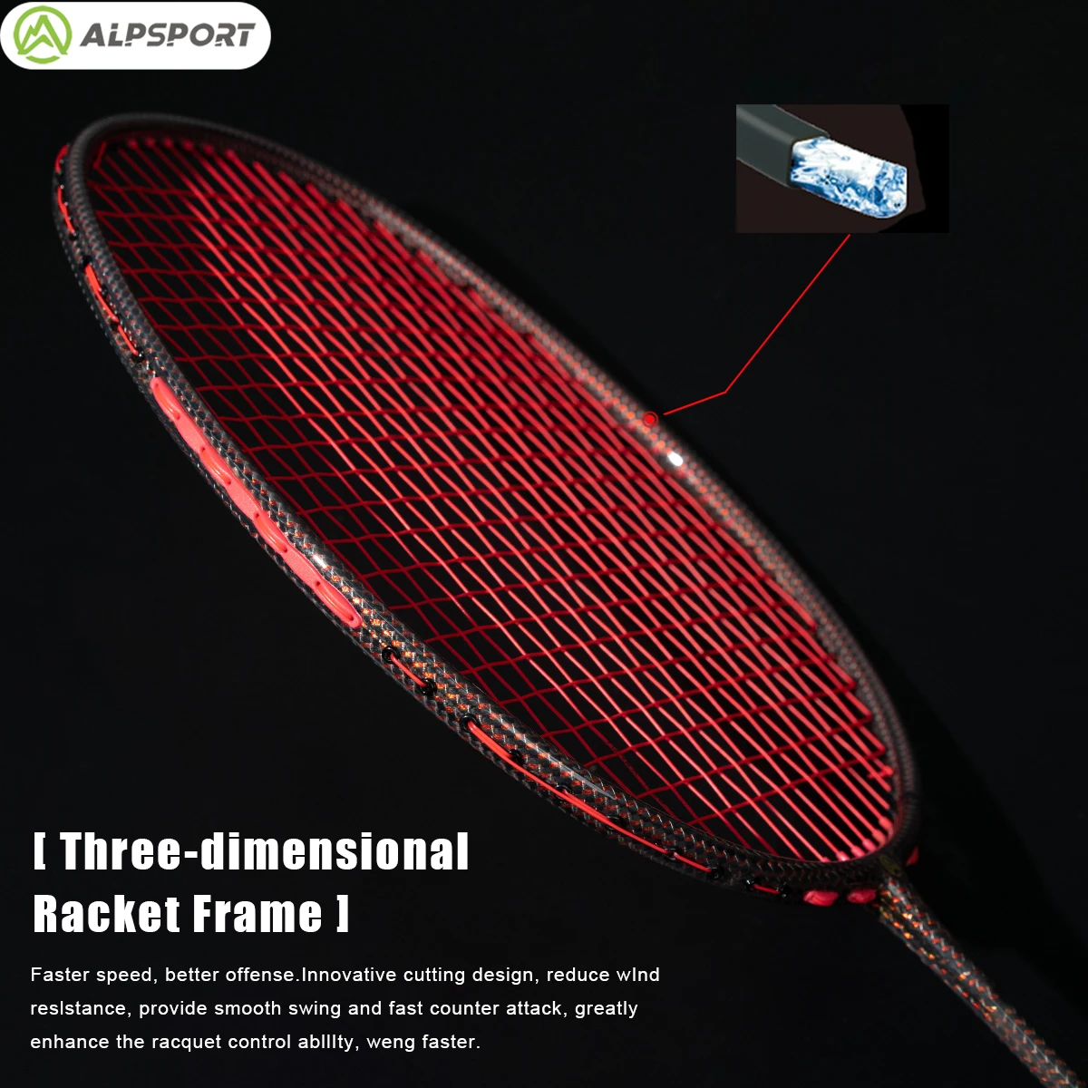 ALP K1 3U Offensive badminton racket Made of T800 high-hardness carbon yarn fiber and tungsten alloy Super offensive and durable