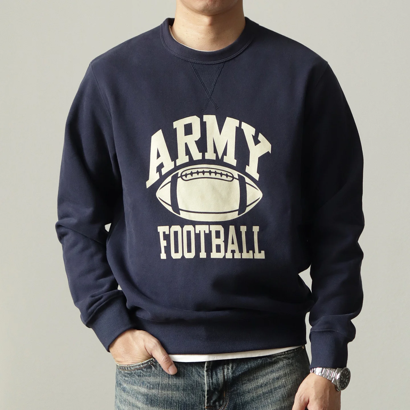 

Тяжелый хлопковый свитшот мужской Thiened осень-зима американский ретро спортивный регби с принтом круглый Ne Jaet повседневная одежда