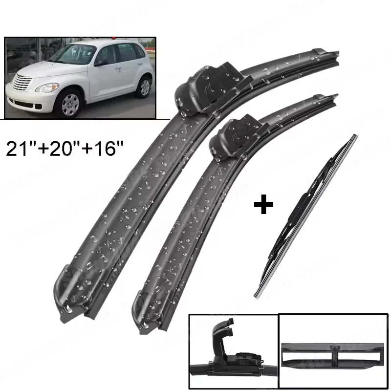 

Wiper Front & Rear Wiper Blades Set Kit For Chrysler PT Cruiser 2000 - 2010 Windshield Windscreen Window 21"+20"+16"