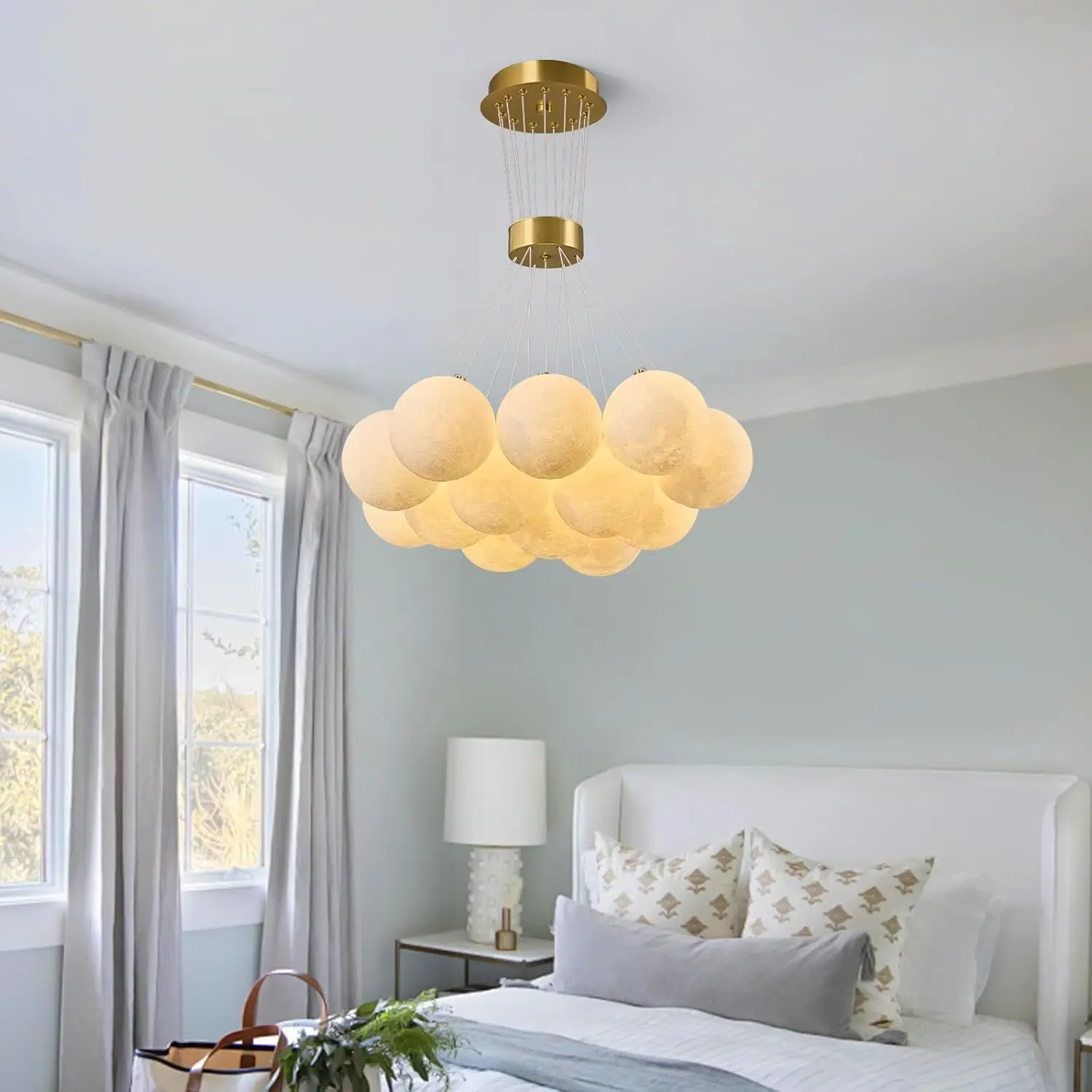 Nordic Ceiling Chandelire 3D Printing Moon Light Children's Room Bedroom Kitchen Pendant Lamp Indoor Decor Planet Small Chandeli