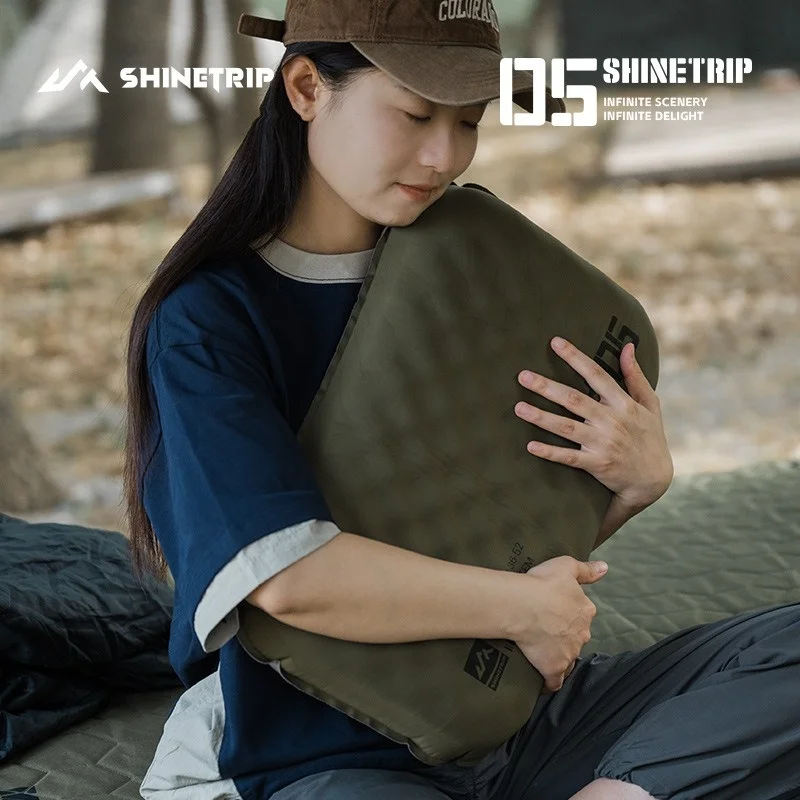 

Outdoor tactical inflatable pillow camping comfortable high elastic sponge ice silk fabric portable pillow