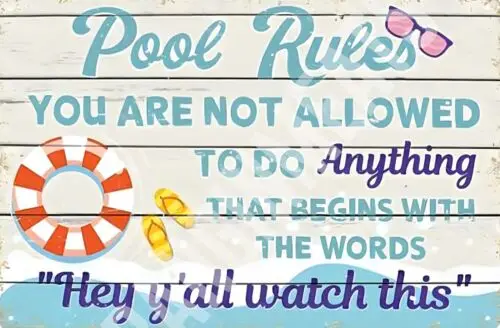 Pool Rules V2 Funny Sign 8