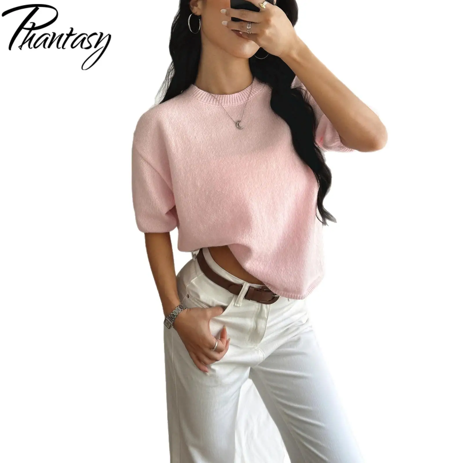 Phantasy Freizeit Einfarbiger Pullover Urlaubsatmosphäre Langarm Damenpullover Damenbekleidung Vintage Einfacher Stil