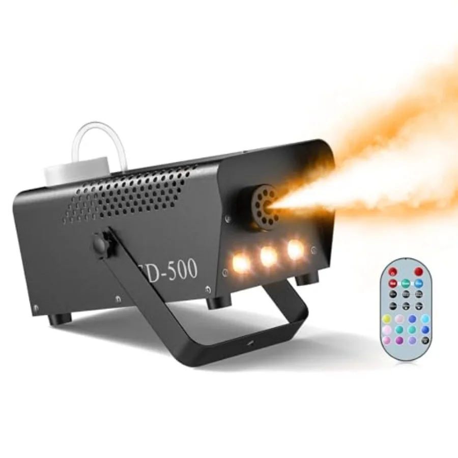 Fog Machine with Lights, Smoke Machine Halloween 500W 14 Colorful LED Lights Effect, Wireless Remote Control, for DJ Parties St